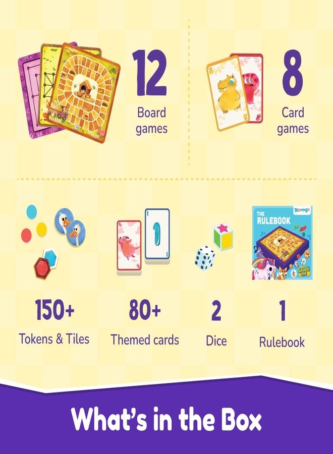 Bloomingo Board and Card Game - Game On! 20 in 1 Board Game - Ludo, Chess, Checkers and More - Educational Learning Toys for Fine Motor Skills and Cognitive Development - Birthday Gift for Kids - Image 2